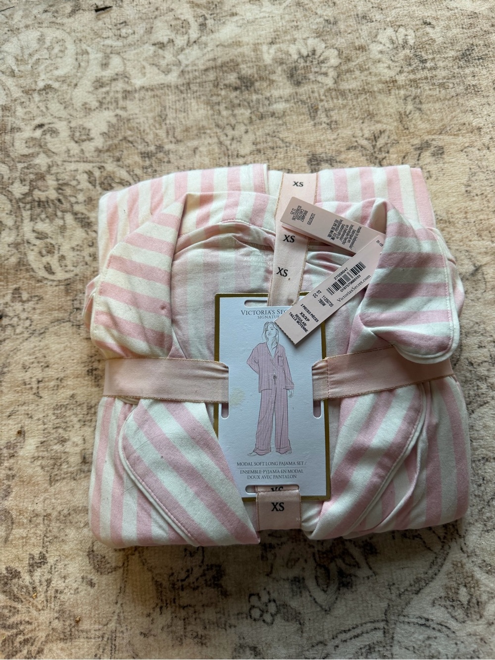 Victoria's Secret Modal Soft Pink & White Striped Pajama Set XS